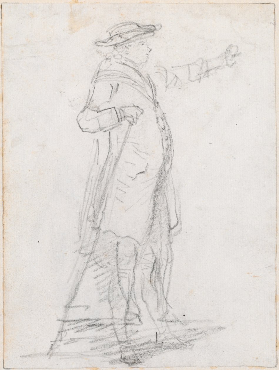 Mann mit Spazierstock, im Profil gesehen [recto] von Hubert Robert