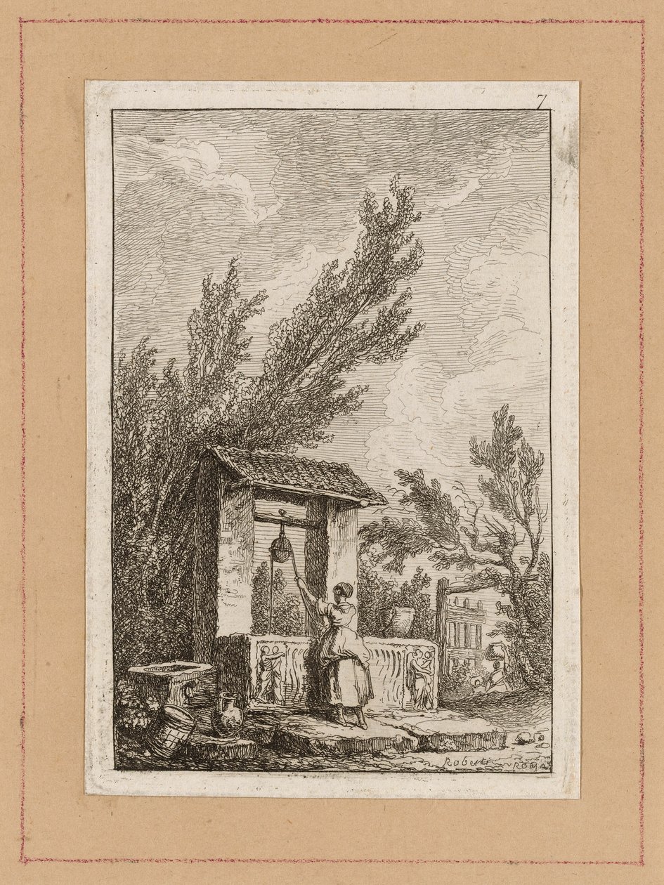 Platte Sieben aus Abende in Rom von Hubert Robert