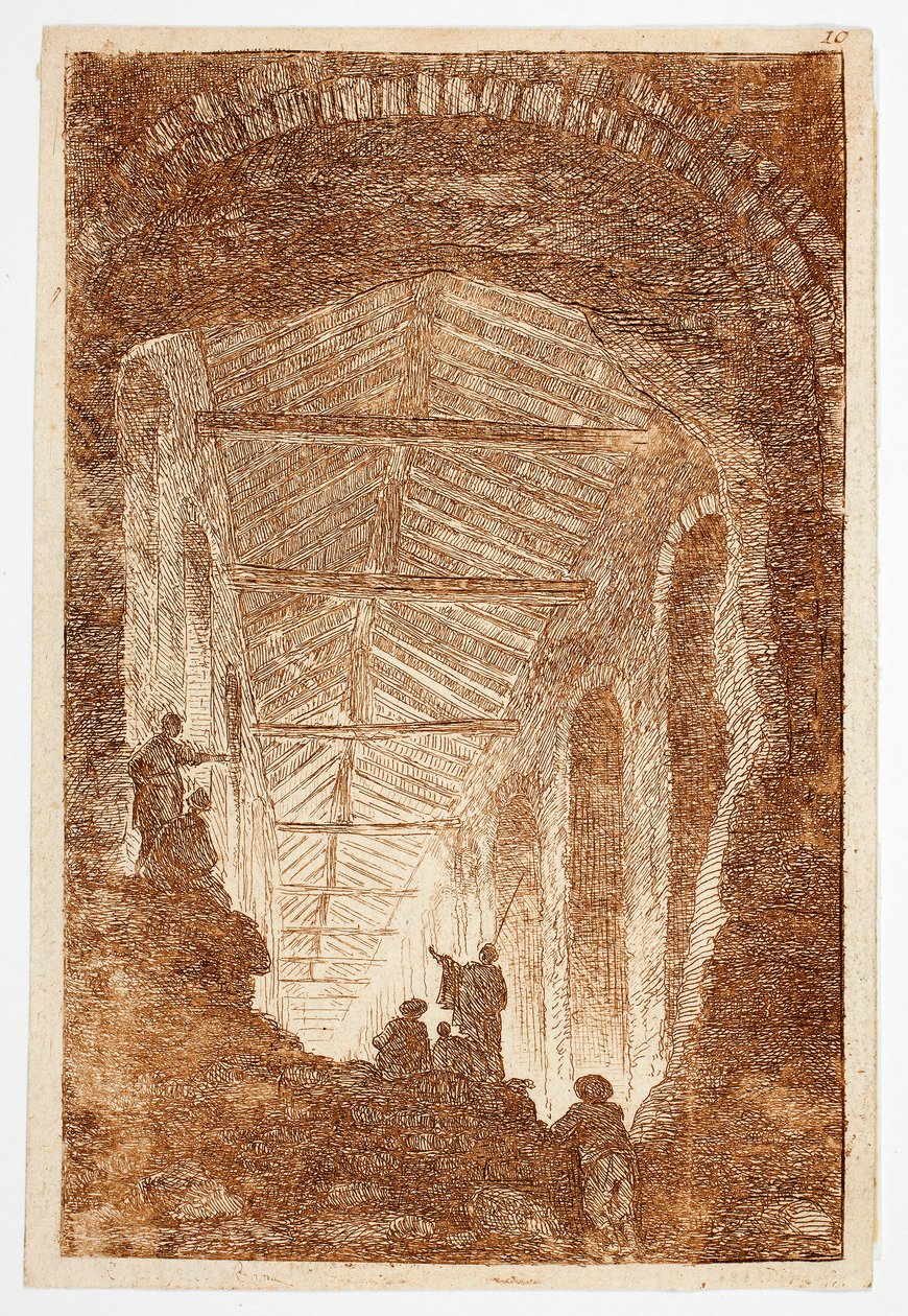 Die Antikengalerie, Platte zehn aus Les Soirées de Rome von Hubert Robert