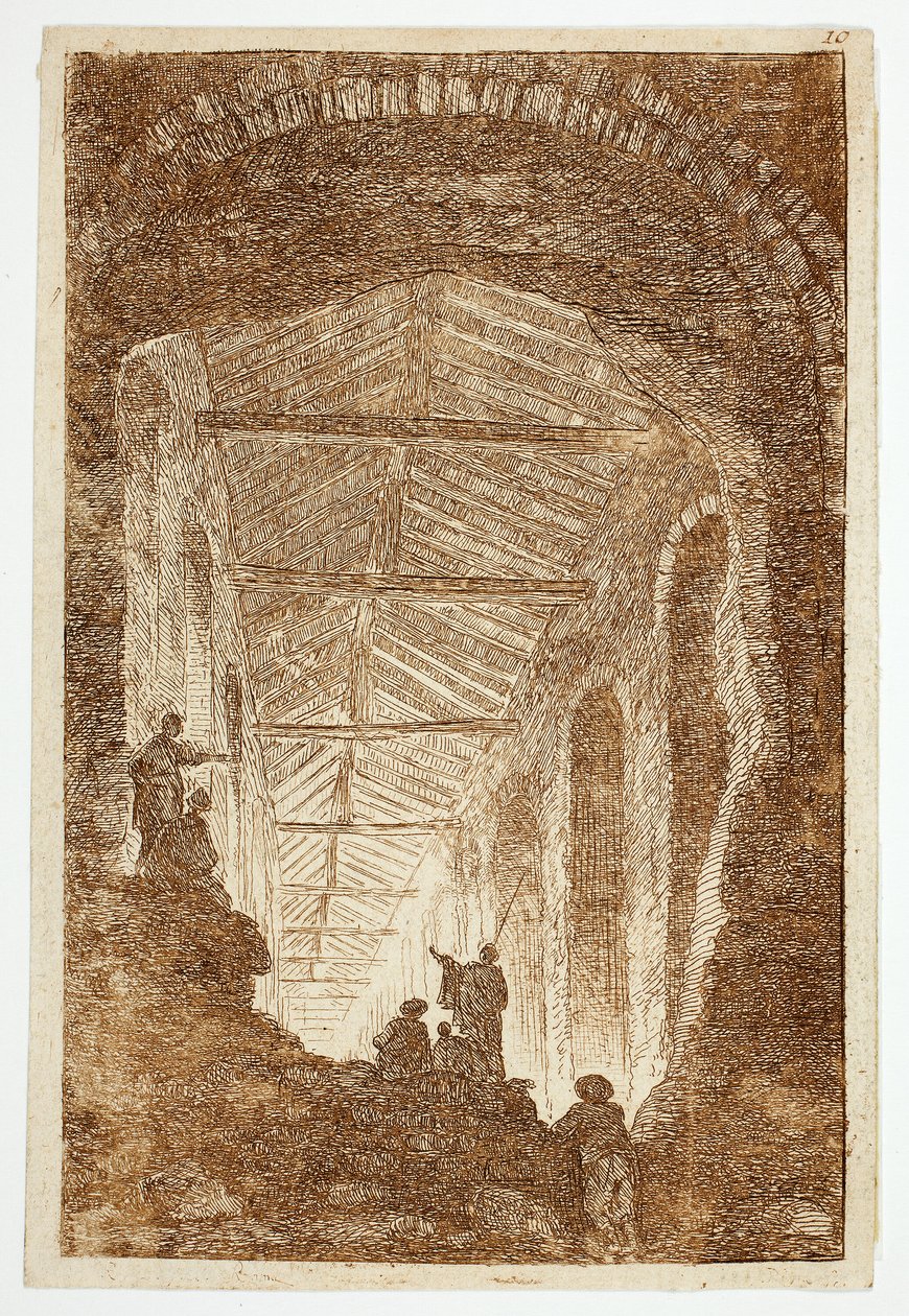 Die Antikengalerie, Platte zehn aus Les Soirées de Rome von Hubert Robert