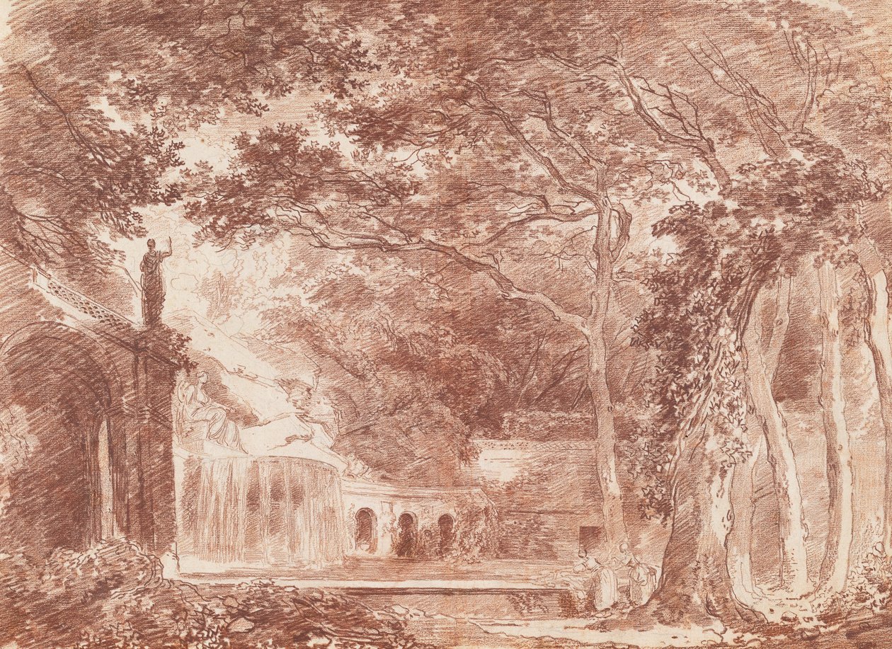 Der ovale Brunnen in den Gärten der Villa d