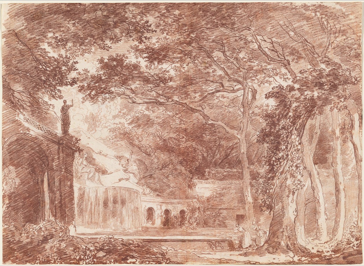 Der ovale Brunnen in den Gärten der Villa d
