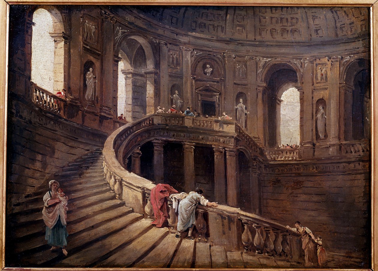 Die Wendeltreppe des Palazzo Farnese in Caprarola von Hubert Robert