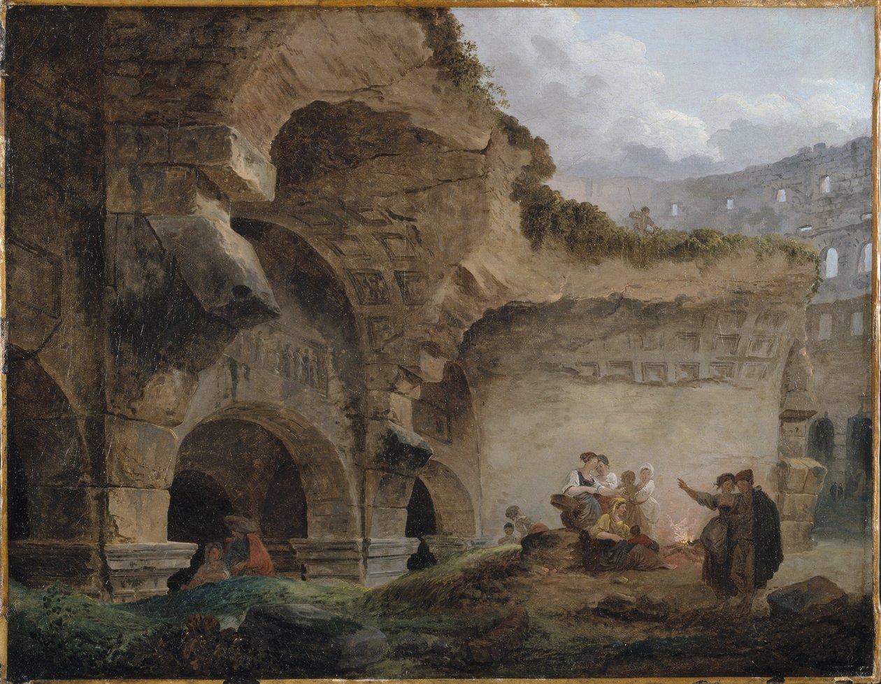 Wäscherinnen in den Ruinen des Kolosseums von Hubert Robert