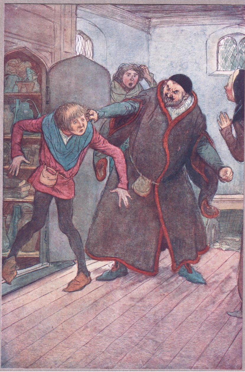 Schurke! Larron! (Zieht Simple heraus), Illustration aus Die lustigen Weiber von Windsor, 1910 von Hugh Thomson