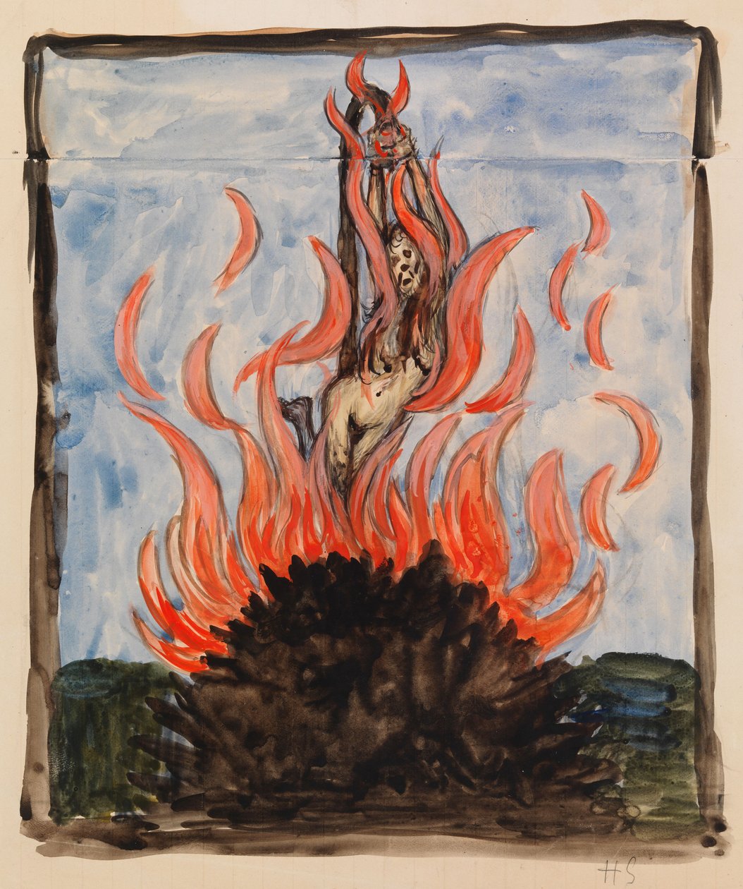 Die Hexe auf dem Scheiterhaufen von Hugo Simberg