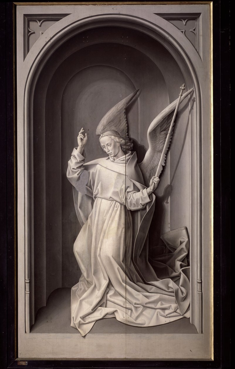 Engel der Verkündigung, Außentafel des Portinari-Triptychons von Hugo van der Goes
