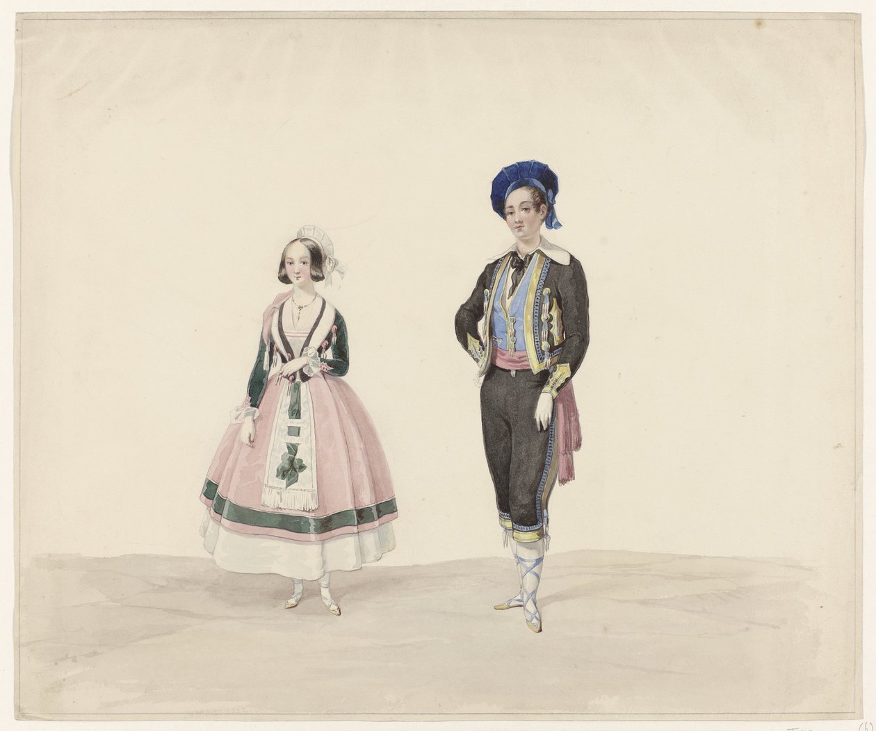 Mann und Frau in historischen Kostümen, 1841 von Huib van Hove Bz