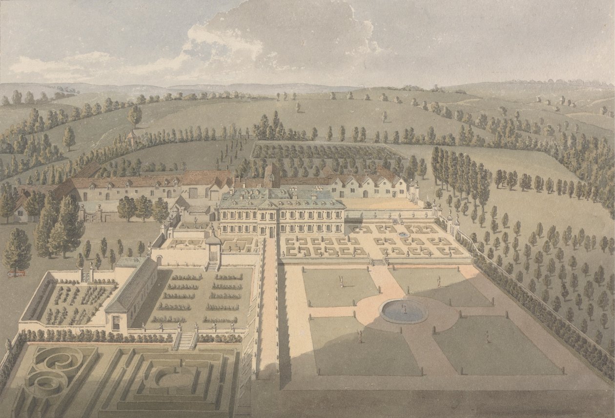 Sarsden House und Gärten, Oxfordshire: Vogelperspektive von Humphrey Repton
