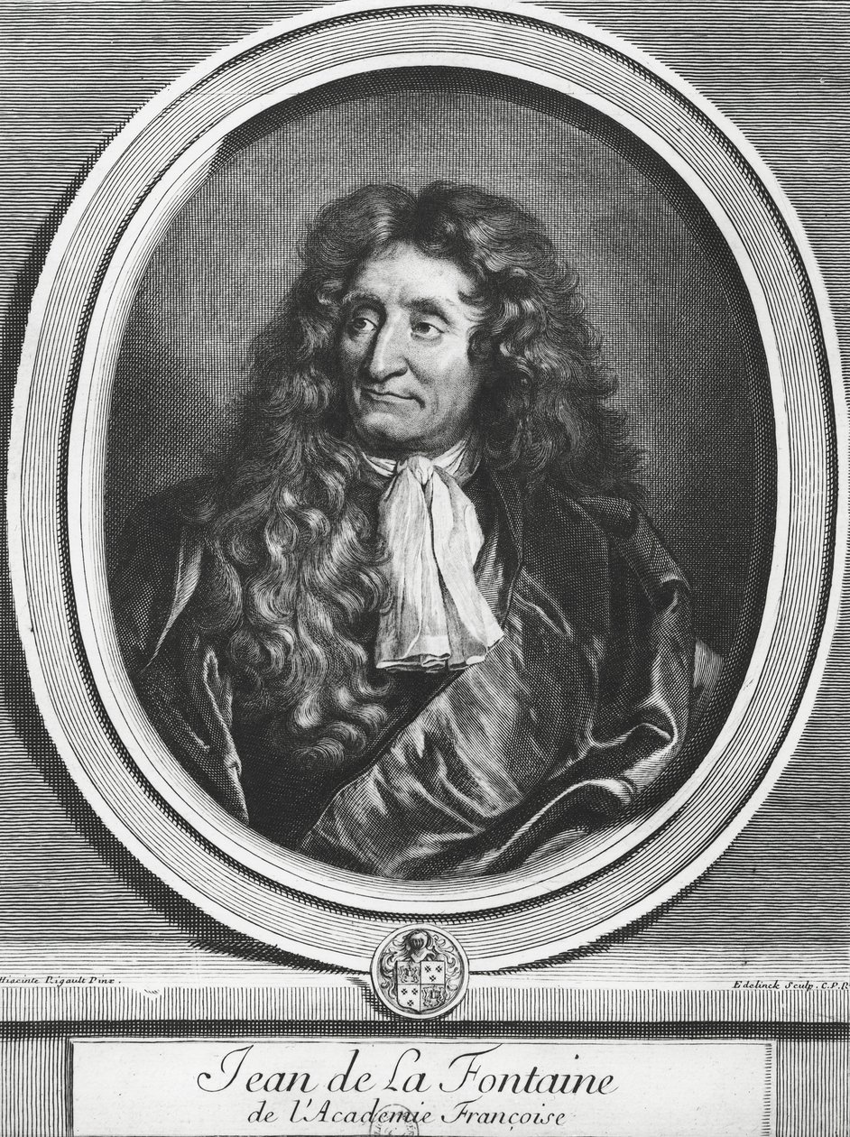 Jean de La Fontaine (1621-95) graviert von Gerard Edelinck (1640-1707) von Hyacinthe Francois Rigaud