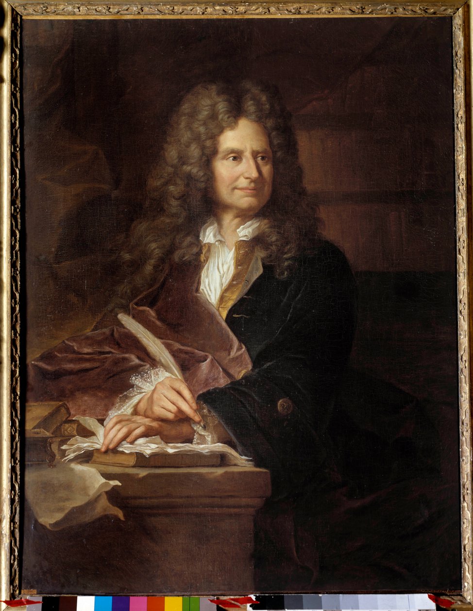 Porträt von Nicolas Boileau (1636 - 1711) genannt Boileau Despreaux, französischer Schriftsteller - Gemälde aus der Werkstatt von Hyacinthe Rigaud (1659-1743) von Hyacinthe (studio of) Rigaud