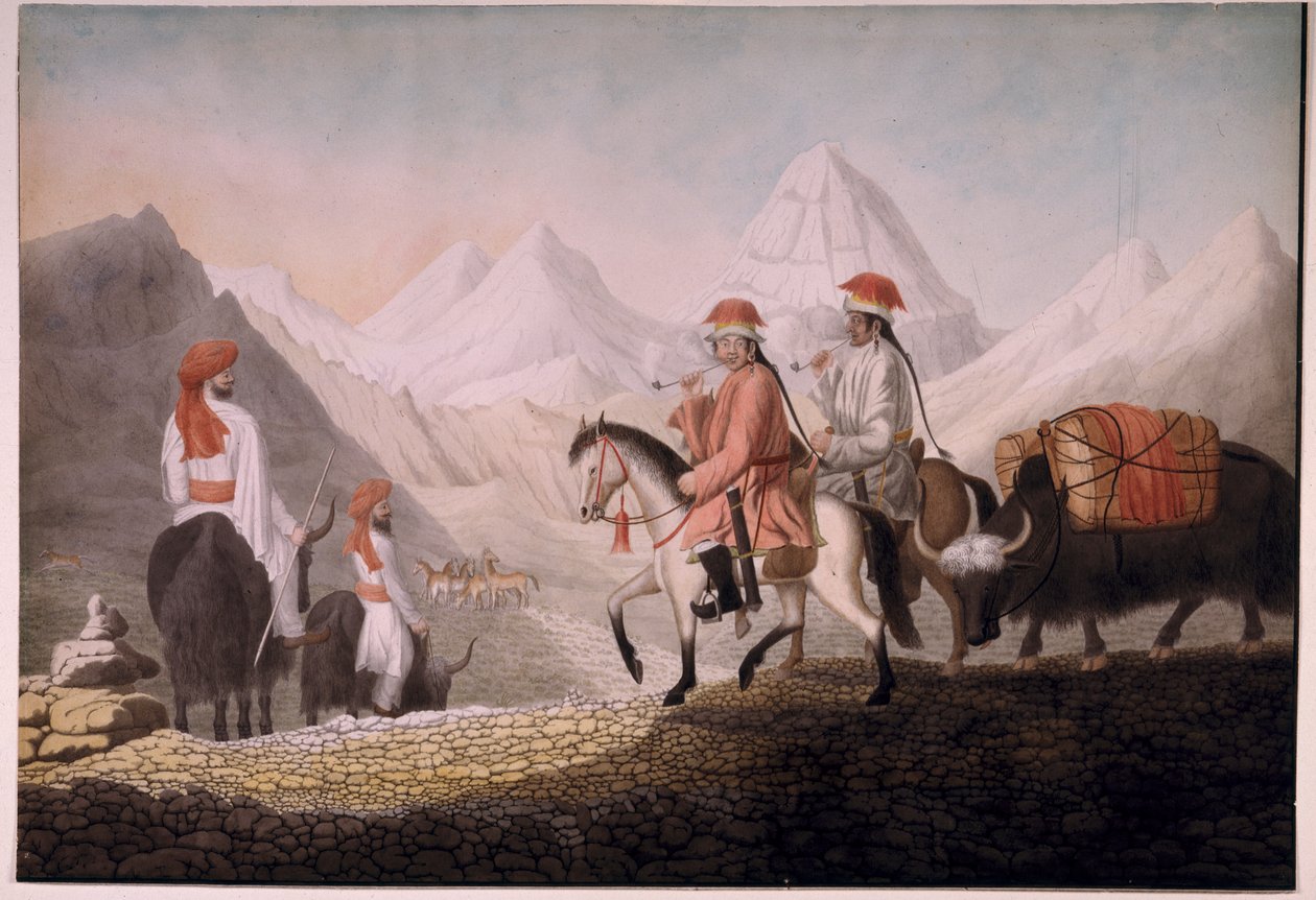 William Moorcroft und Hearsey auf dem Weg zum Mansarowar-See (Tibet) 1812 von Hyder Jung Hearsey