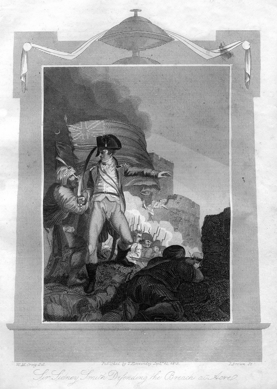 Sir Sydney Smith 1764-1840 verteidigt die Bresche bei Acre, 1816 von I. Brown