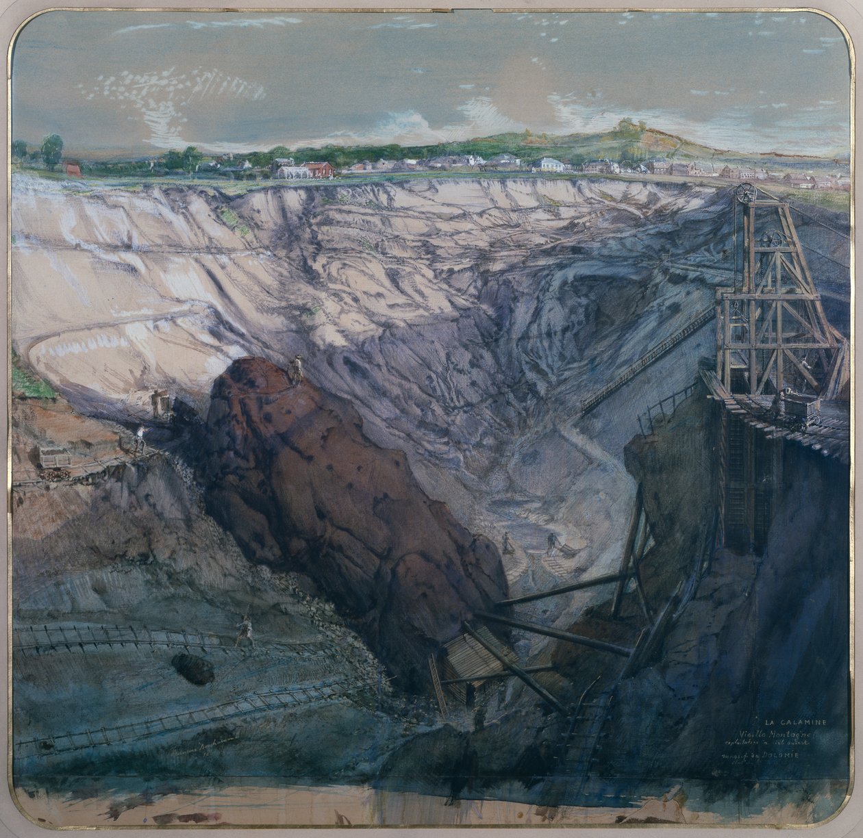 La Calamine, La Vieille Montagne, Tagebau, Dolomitenmassiv, 1857 von Ignace Francois Bonhomme