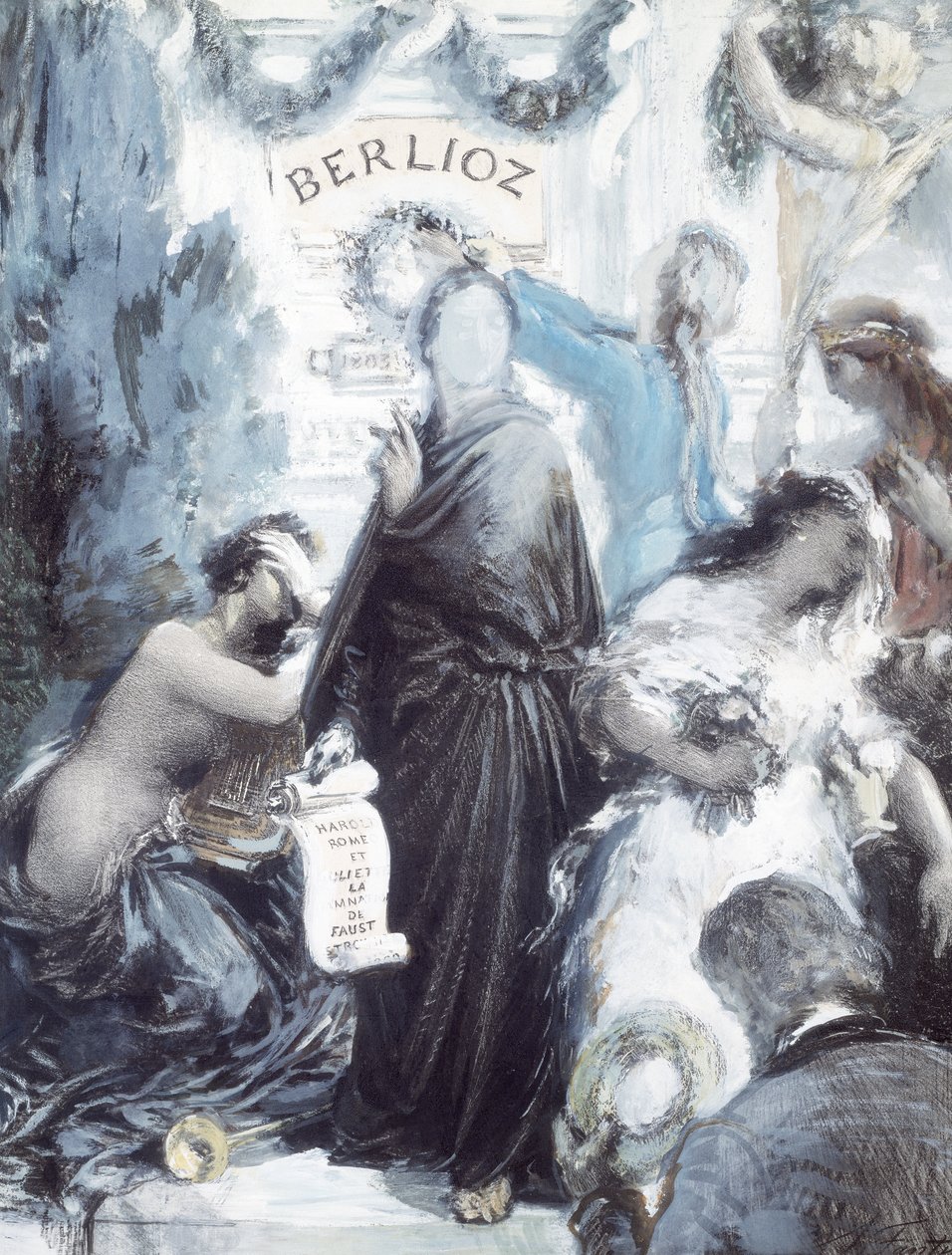 Aquarell-Lithographie zum Gedenken an den 100. Geburtstag von Hector Berlioz von Ignace Henri Jean Fantin-Latour