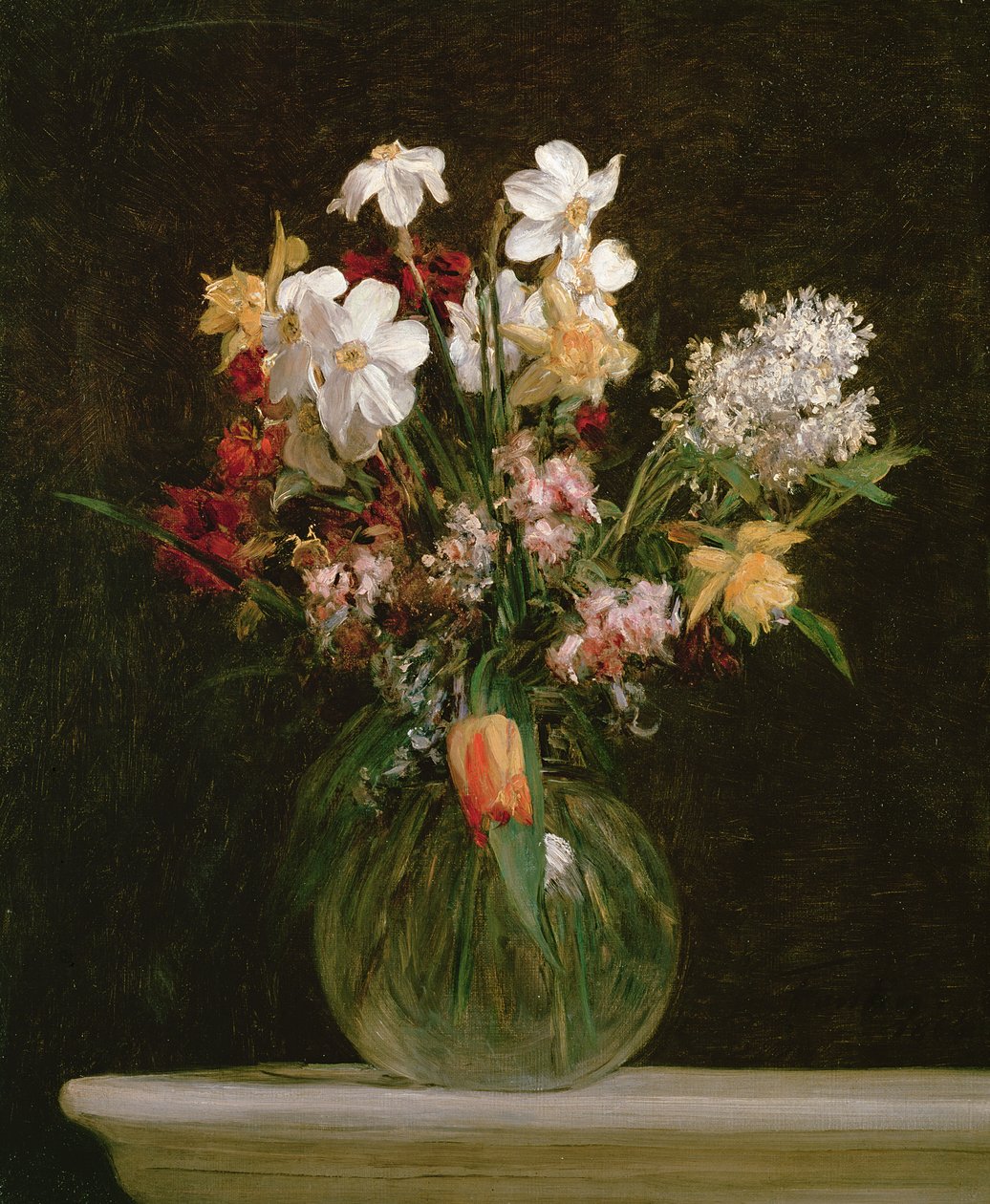 Weiße Narzissen, Hyazinthen und Tulpen, 1864 von Ignace Henri Jean Fantin Latour
