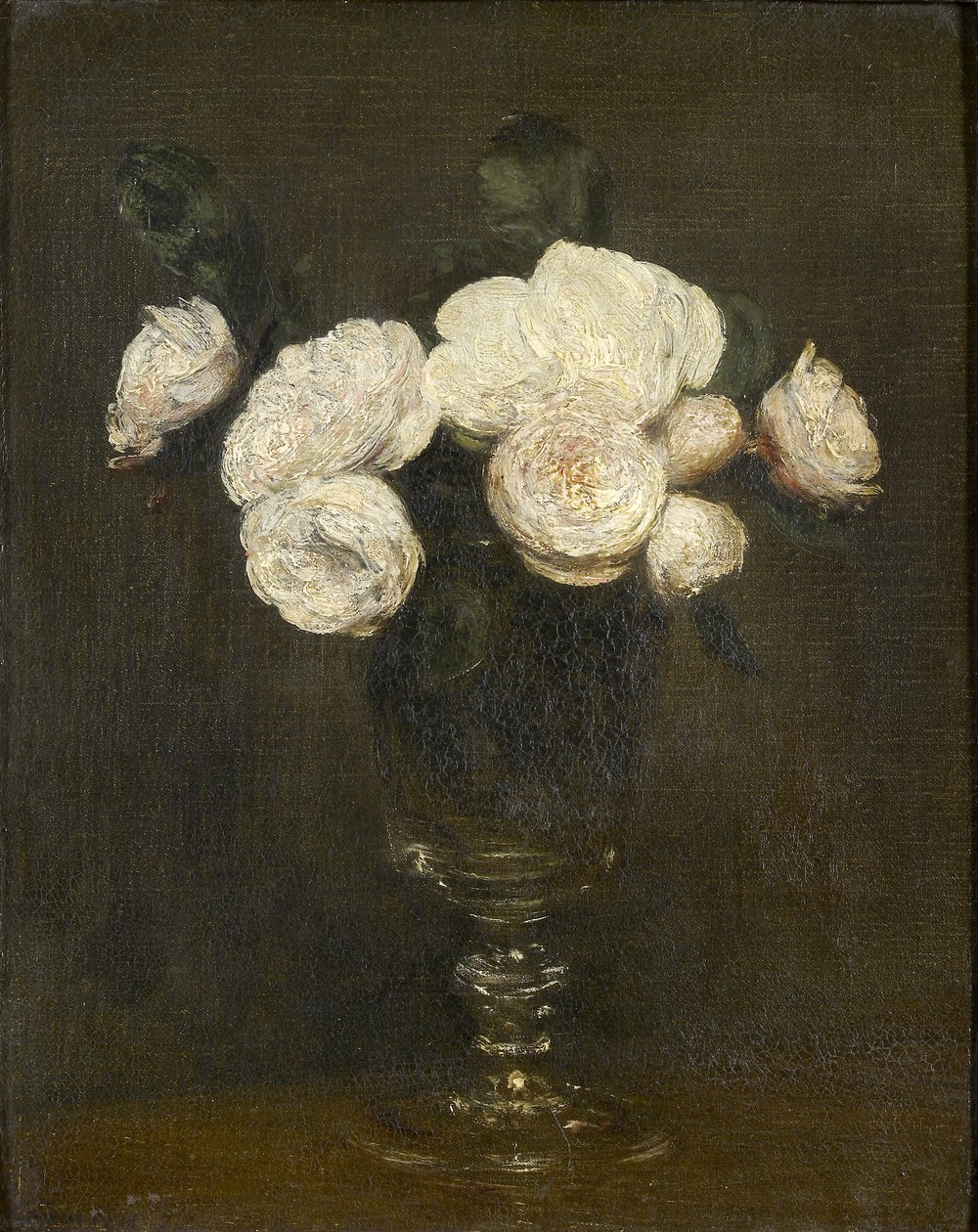 Stillleben mit Malmaison-Rosen, 19. Jahrhundert von Ignace Henri Jean Fantin Latour
