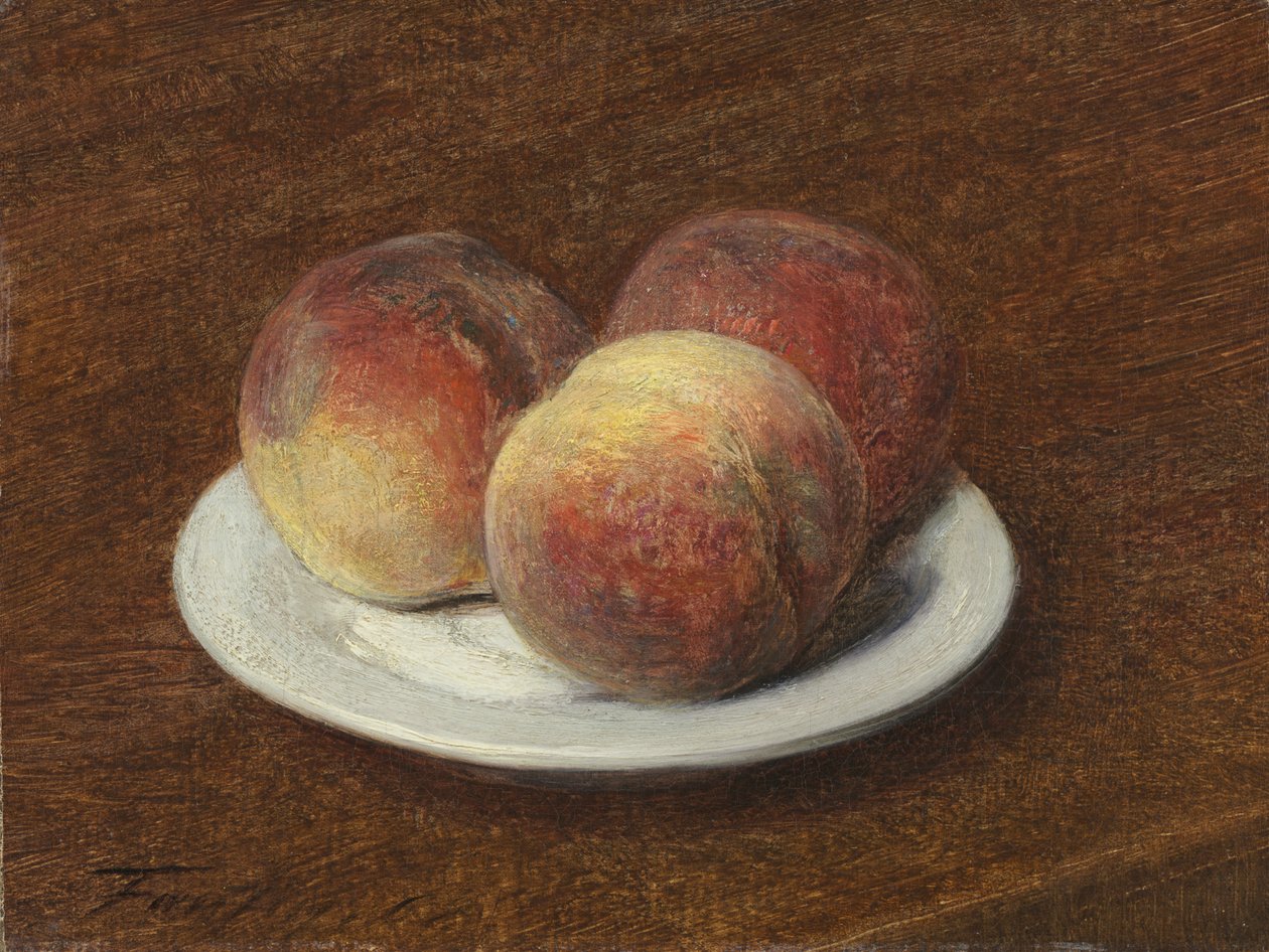Drei Pfirsiche auf einem Teller, 1868 von Ignace Henri Jean Fantin Latour