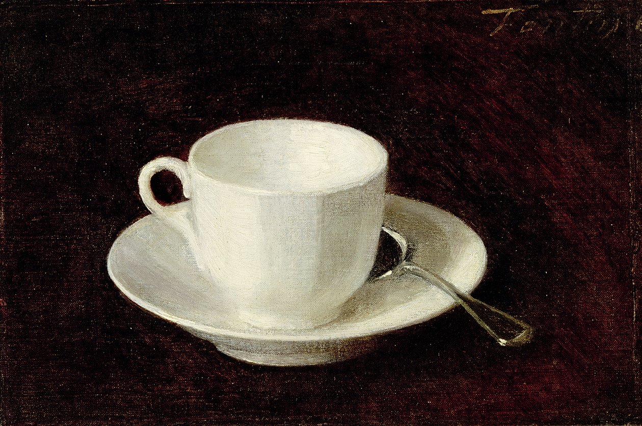 Weiße Tasse und Untertasse, 1864 von Ignace Henri Jean Fantin Latour