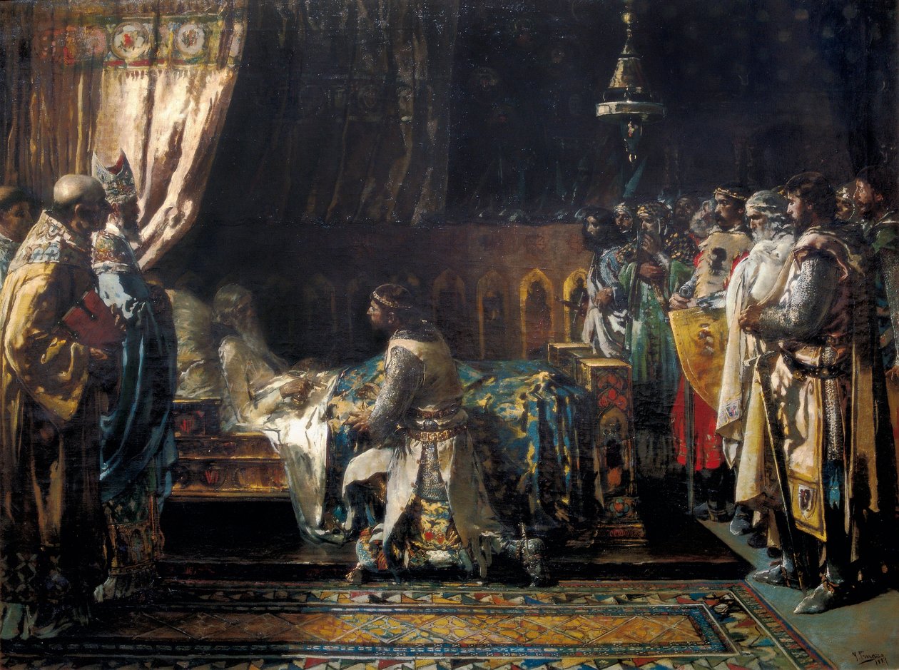 Die letzten Momente von König Jakob I., genannt der Eroberer von Ignacio Pinazo Camarlech
