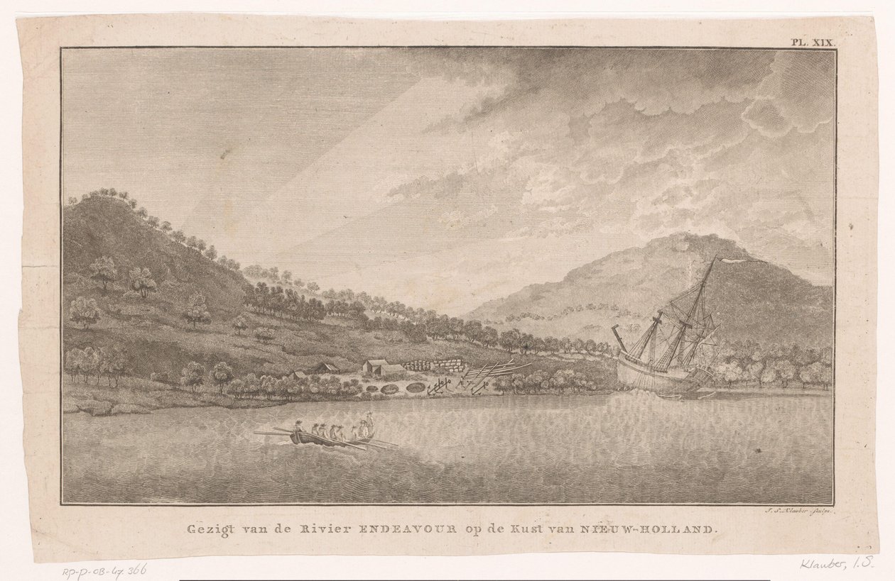 Ansicht des Flusses Endeavour in Australien (Gezigt van de Rivier Endeavour op de Kust van Nieuw-Holland) von Ignaz Sebastian Klauber