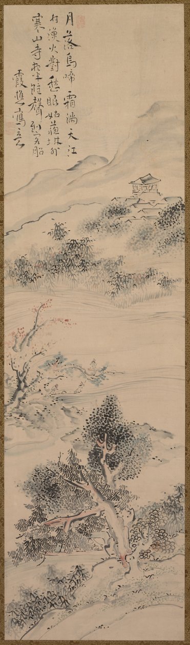 Illustration von Zhang Qis Gedicht über den Tempel des kalten Berges von Taiga Ike