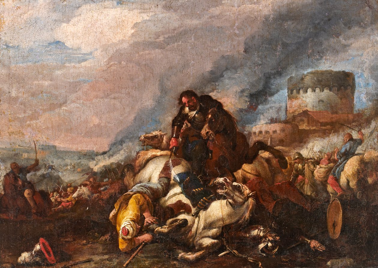 Schlacht zwischen Rittern und Türken von Il Borgognone