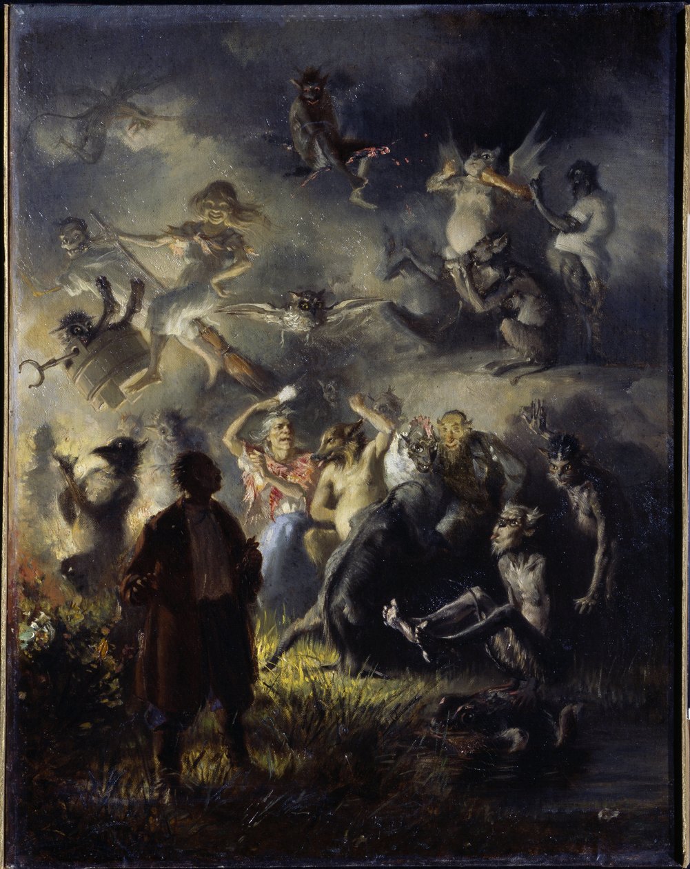 Nacht auf dem kahlen Berge. Feier der Sommersonnenwende, das slawische Fest von Ivan Kupala (entspricht dem Johannisfest), das traditionelle Figuren des Heidentums mit der orthodoxen christlichen Tradition vermischt. von Illarion Mikhailovich Pryanishnikov