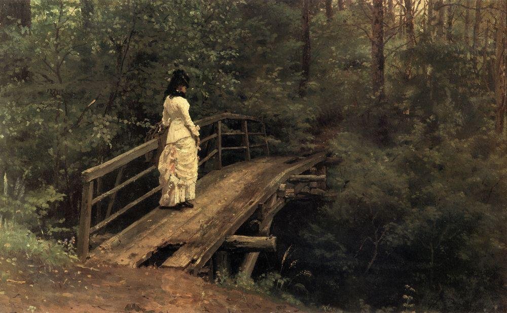 Sommerlandschaft Vera Alekseyevna Repina auf einer Brücke in Abramtsevo von Ilya Efimovich Repin