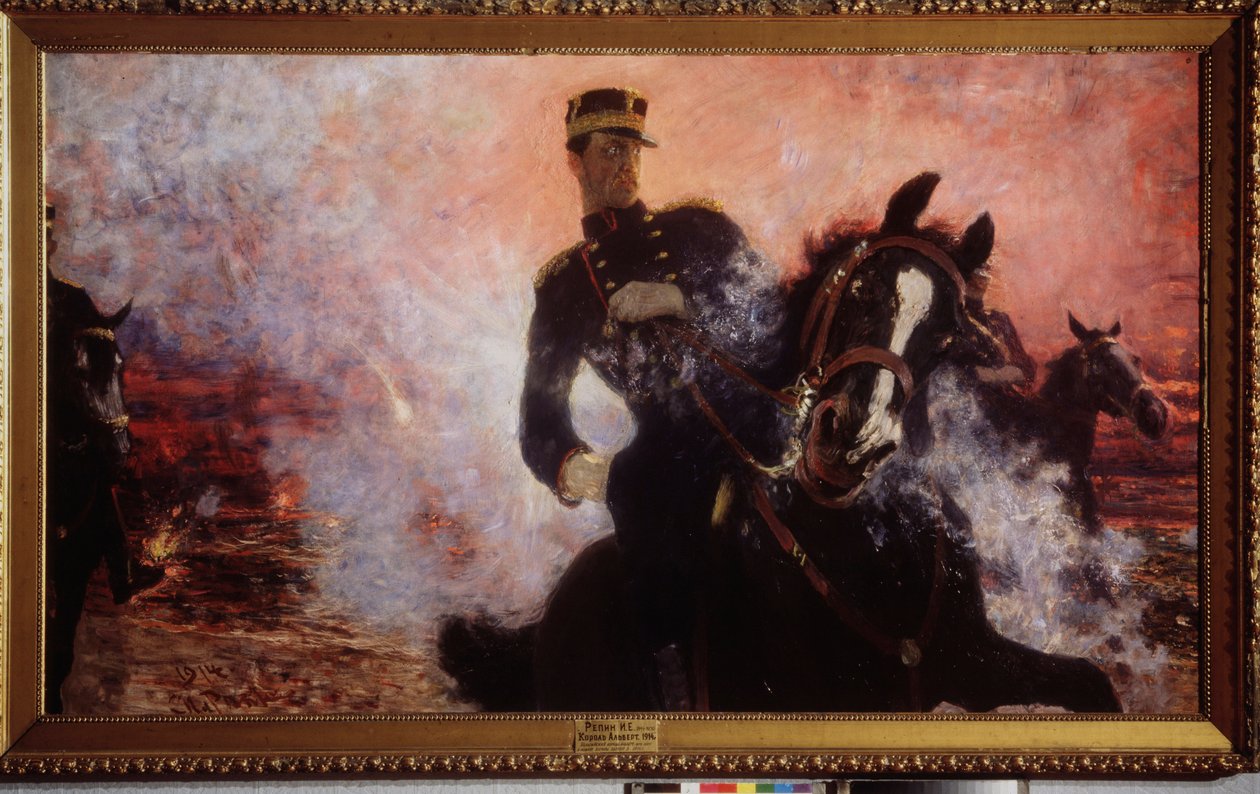 König Albert I. von Belgien bei der Explosion des Damms 1914 von Ilya Efimovich Repin