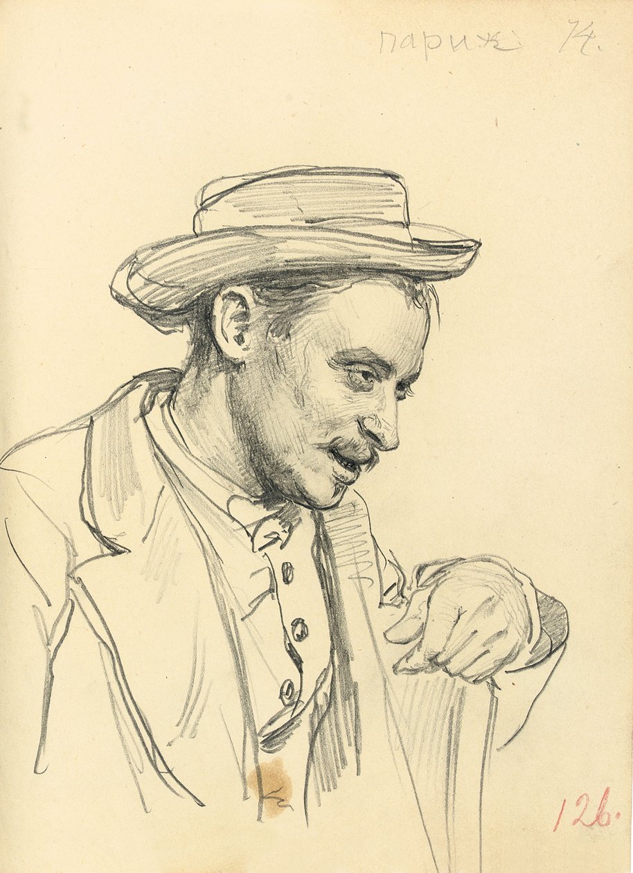 Mann mit Hut im Profil von Ilya Efimovich Repin