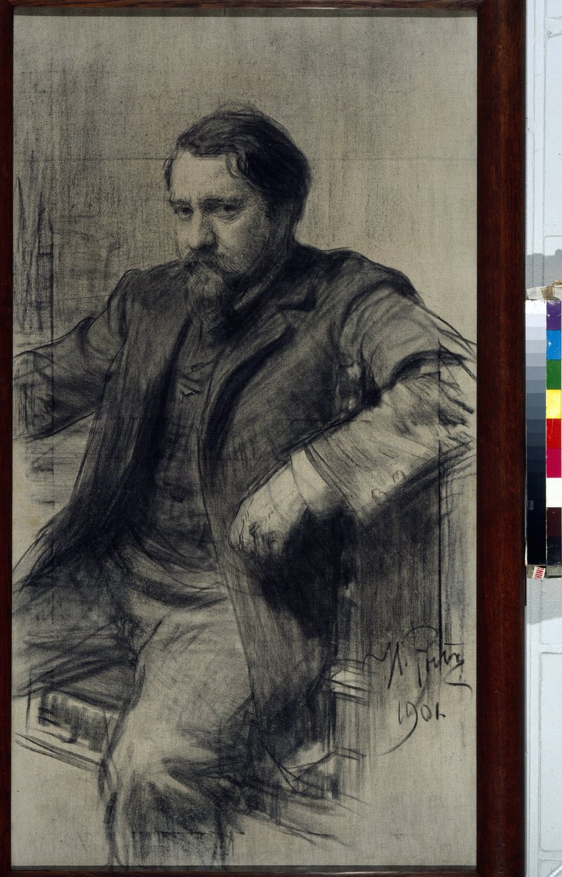 Porträt des Malers Valentin Aleksandrovitch Serov (1865-1911) - Zeichnung von Ilya Yefimovich Repin (1844-1930) von Ilya Efimovich Repin