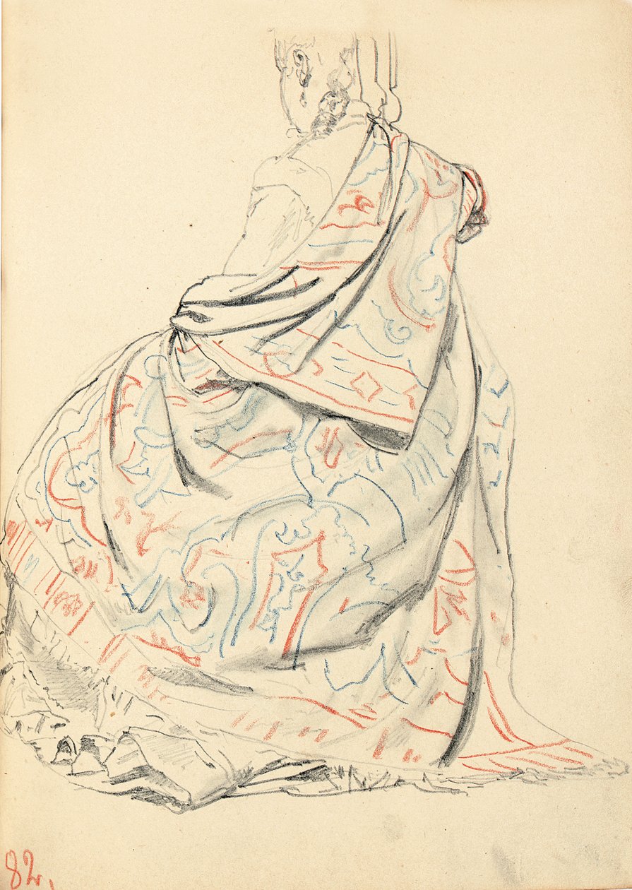Studie für "Ein Pariser Café": Kleid einer sitzenden Frau von hinten, ca. 1872-1875 von Ilya Efimovich Repin
