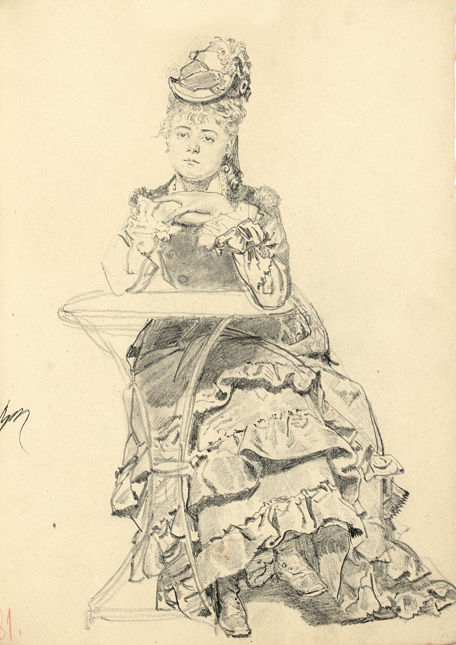 Frau, die an einem Cafétisch sitzt, ca. 1872-1875 von Ilya Efimovich Repin