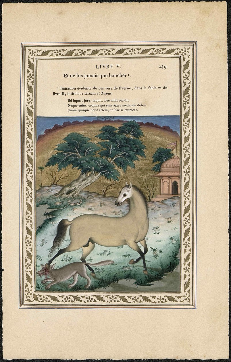 Das Pferd und der Wolf, 1837-1839 von Imam Bakhsh Lahori