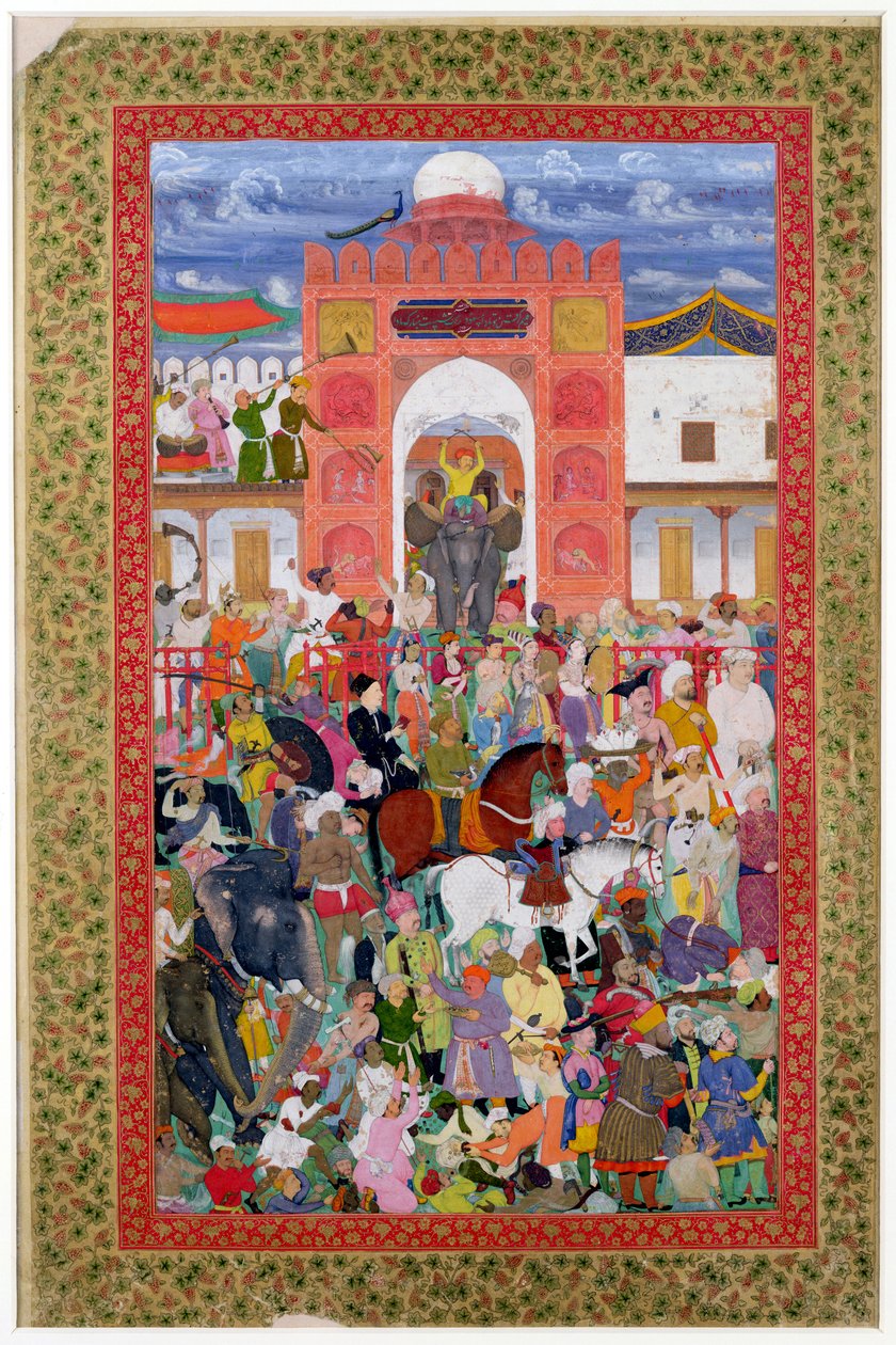 Ms E-14 fol.21a Feierlichkeiten anlässlich der Krönung von Kaiser Djahangir (1569-1627) 1605 von Indian School