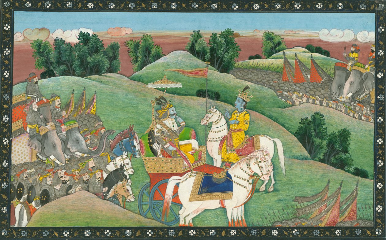 Der Dialog zwischen Lord Krishna und Arjuna, um 1830 von Indian Art