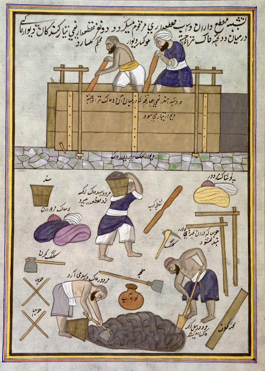 Ein Erbauer von Lehmwänden von Indian School