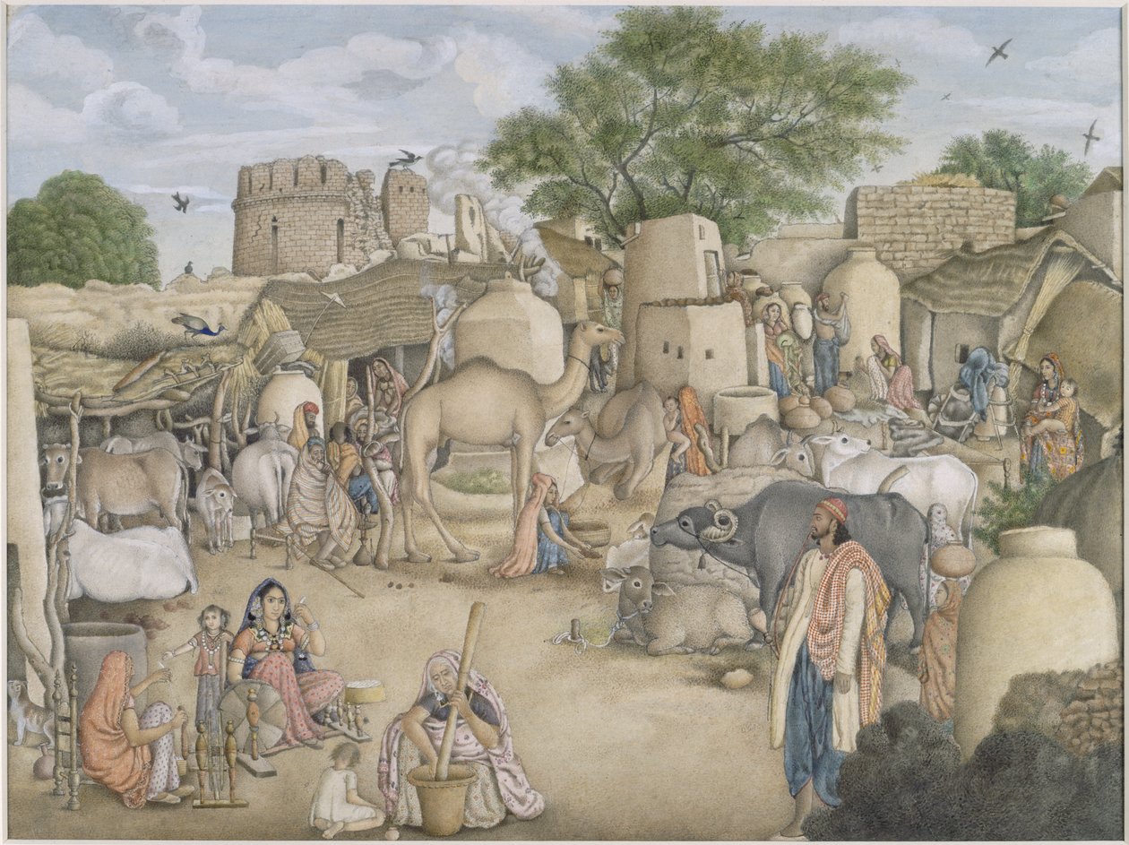 Straßenszene im Dorf Raniya, ca. 1816-20 von Indian School