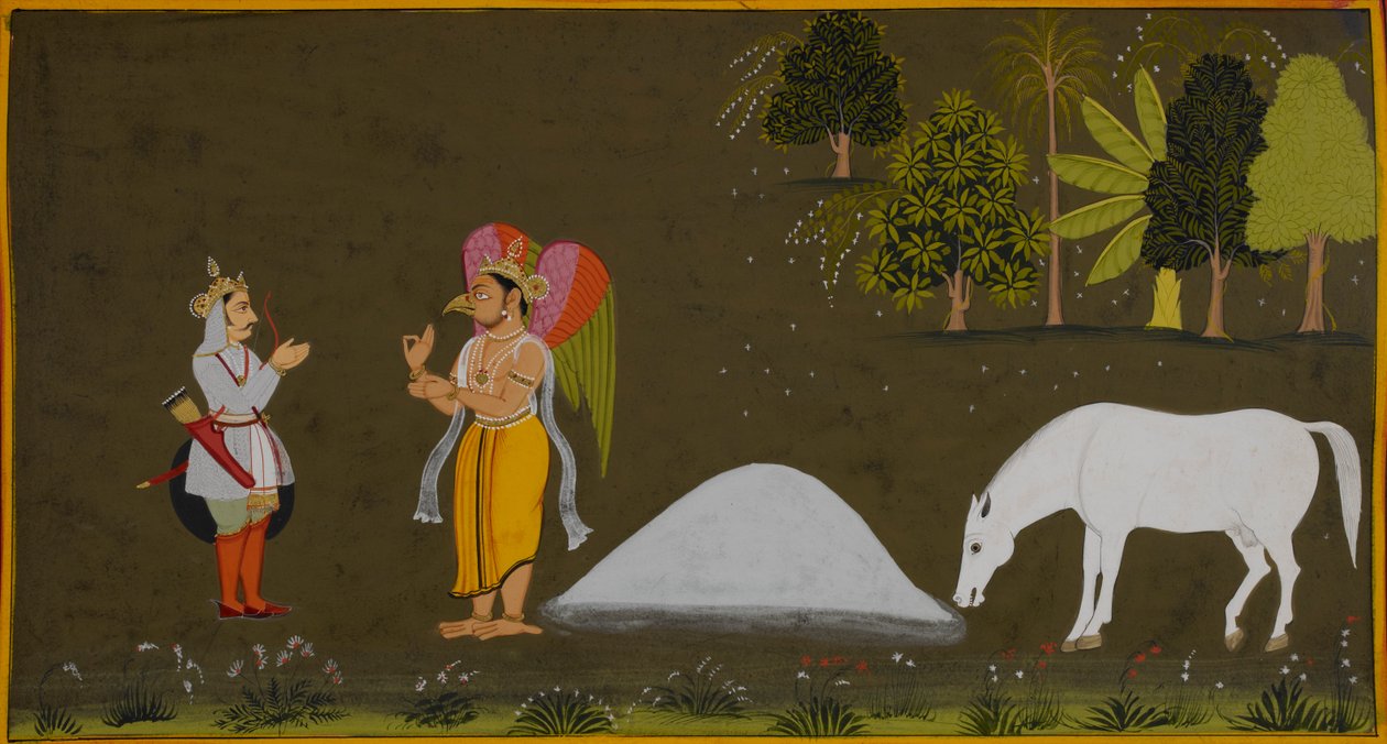 Anshuman findet die Asche seiner Onkel, und Garuda rät ihm, Gangeswasser für ihre Erlösung zu sprengen von Indian School