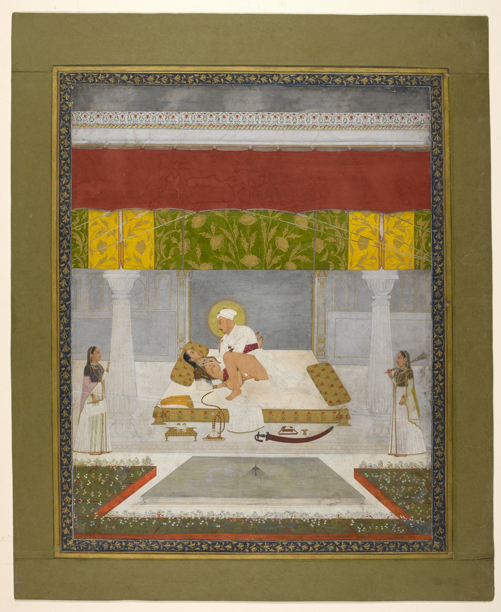 Chitarman II (Kalyan Das), Muhammad Shah beim Liebesspiel, ca. 1735 von Indian School