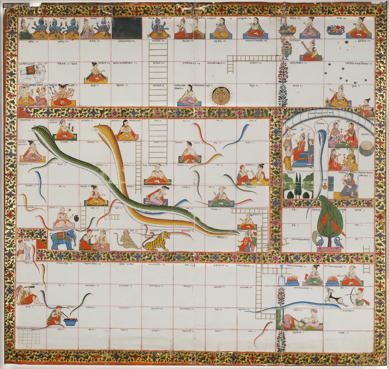 Entwurf für das Spiel Schlangen und Leitern, 1800 von Indian School