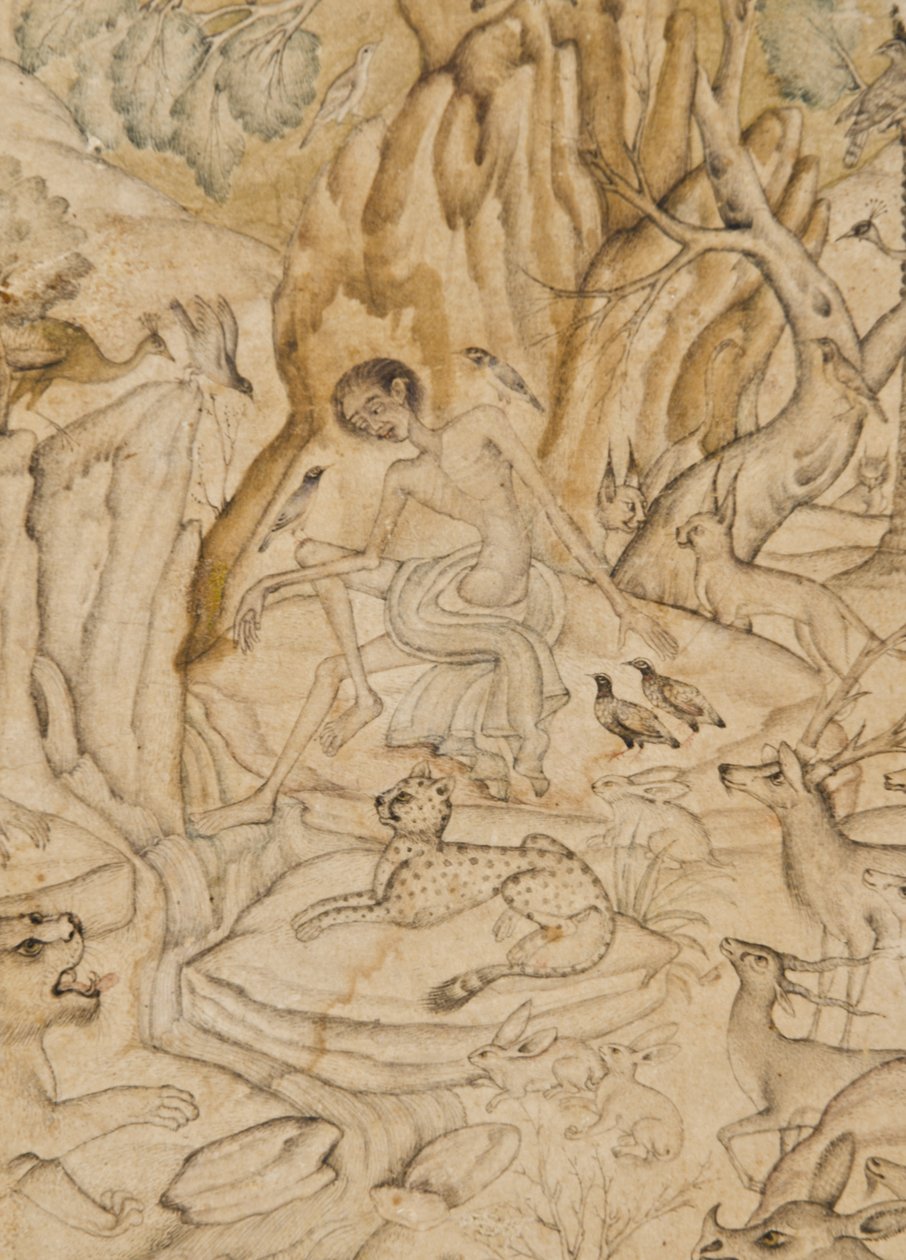 (Detail) Majnun in der Wildnis, ca. 1595 von Indian School