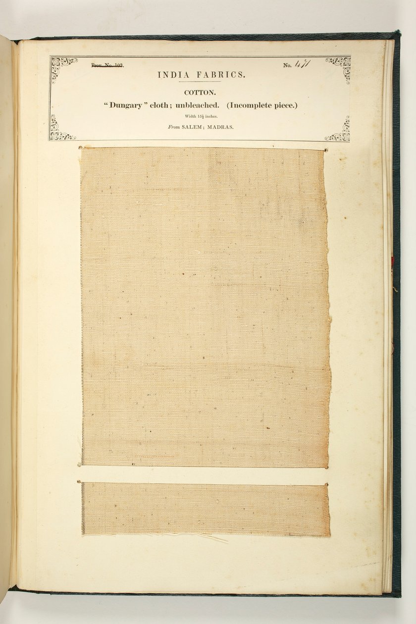 Dungary-Stoff, Salem, Madras, aus der Sammlung der Textilhersteller Indiens, von John Forbes Watson, veröffentlicht 1866 von Indian School