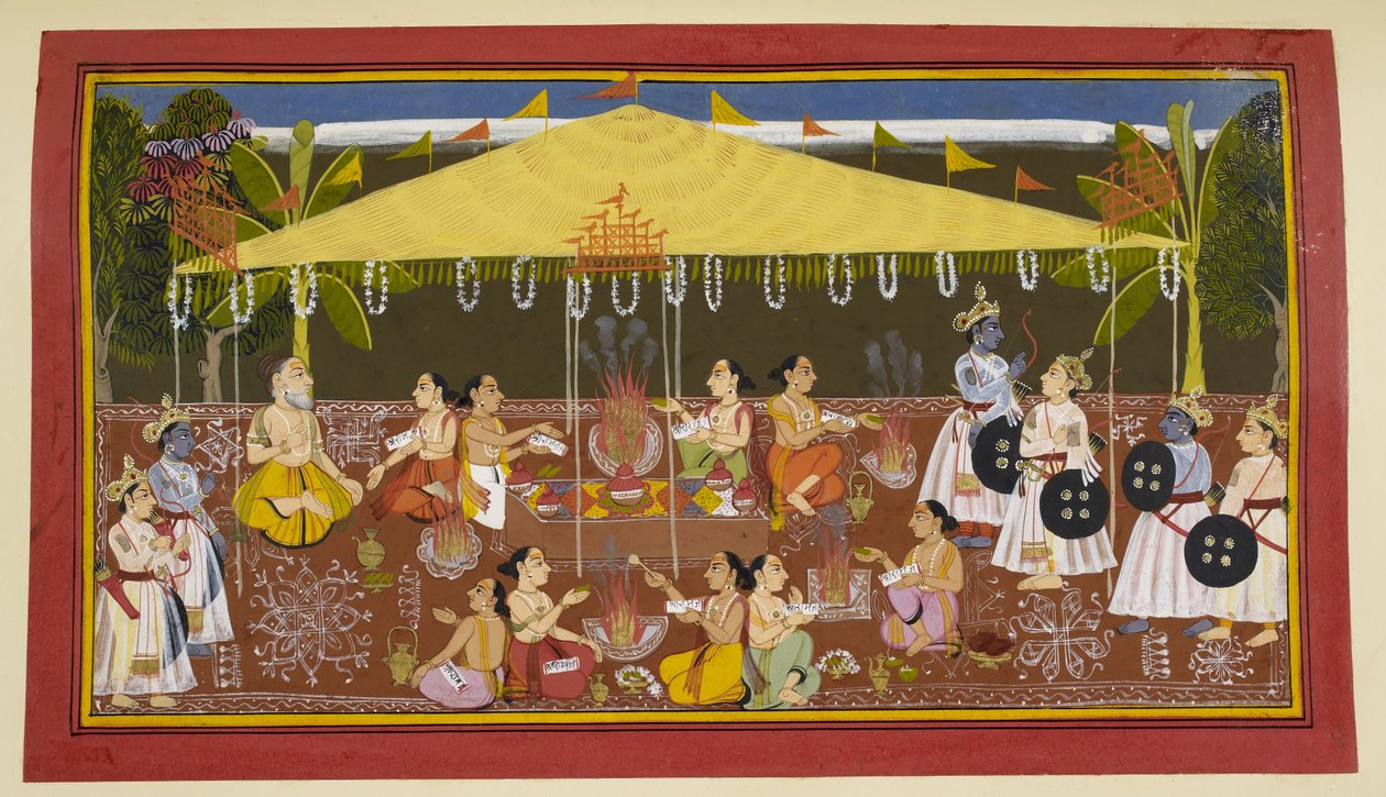 Figuren unter einem gelben Baldachin von Indian School
