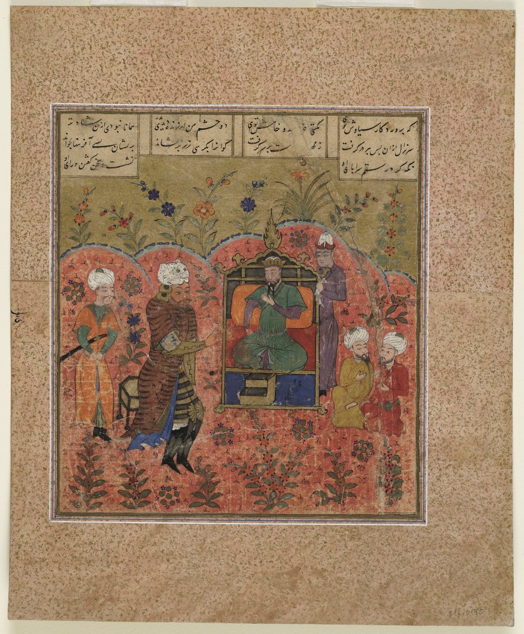 Seite aus einem Schahname (Buch der Könige) von Firdawsi; Rustam vor Kay Kaus von Indian School