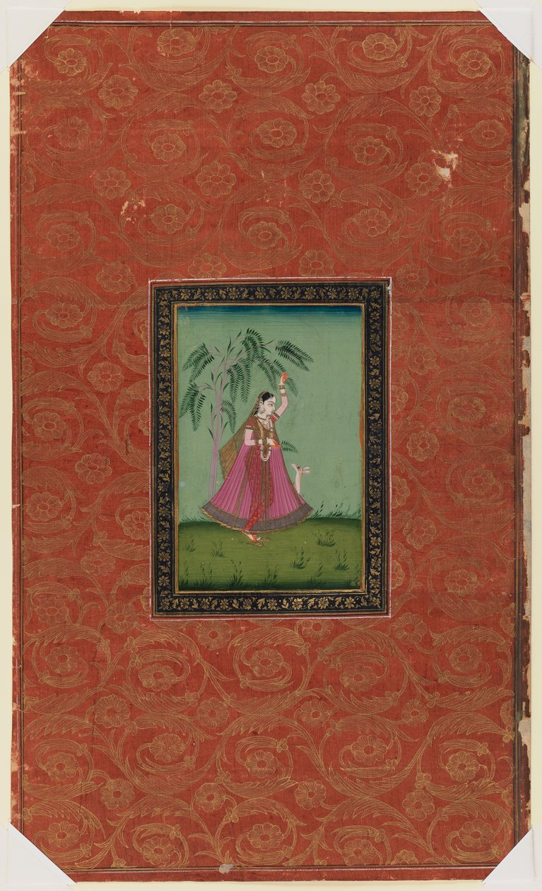 Mädchen mit einem Reh, 1875-1900 von Indian School