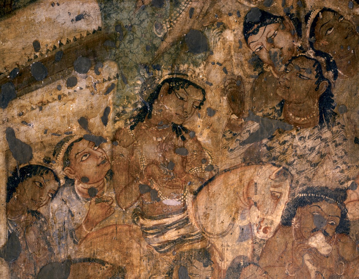 Indische Kunst: Fresko in der buddhistischen Höhle Nr. 19, 2. Jahrhundert v. Chr. von Indian School