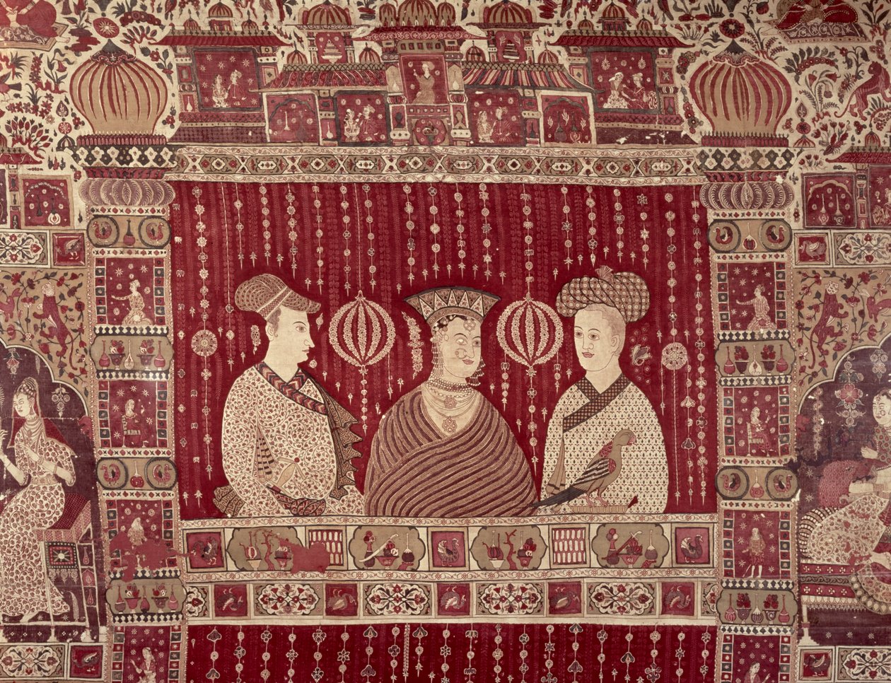 Indische Frau mit europäischen Händlern, Region Madras, Ahmedabad von Indian School