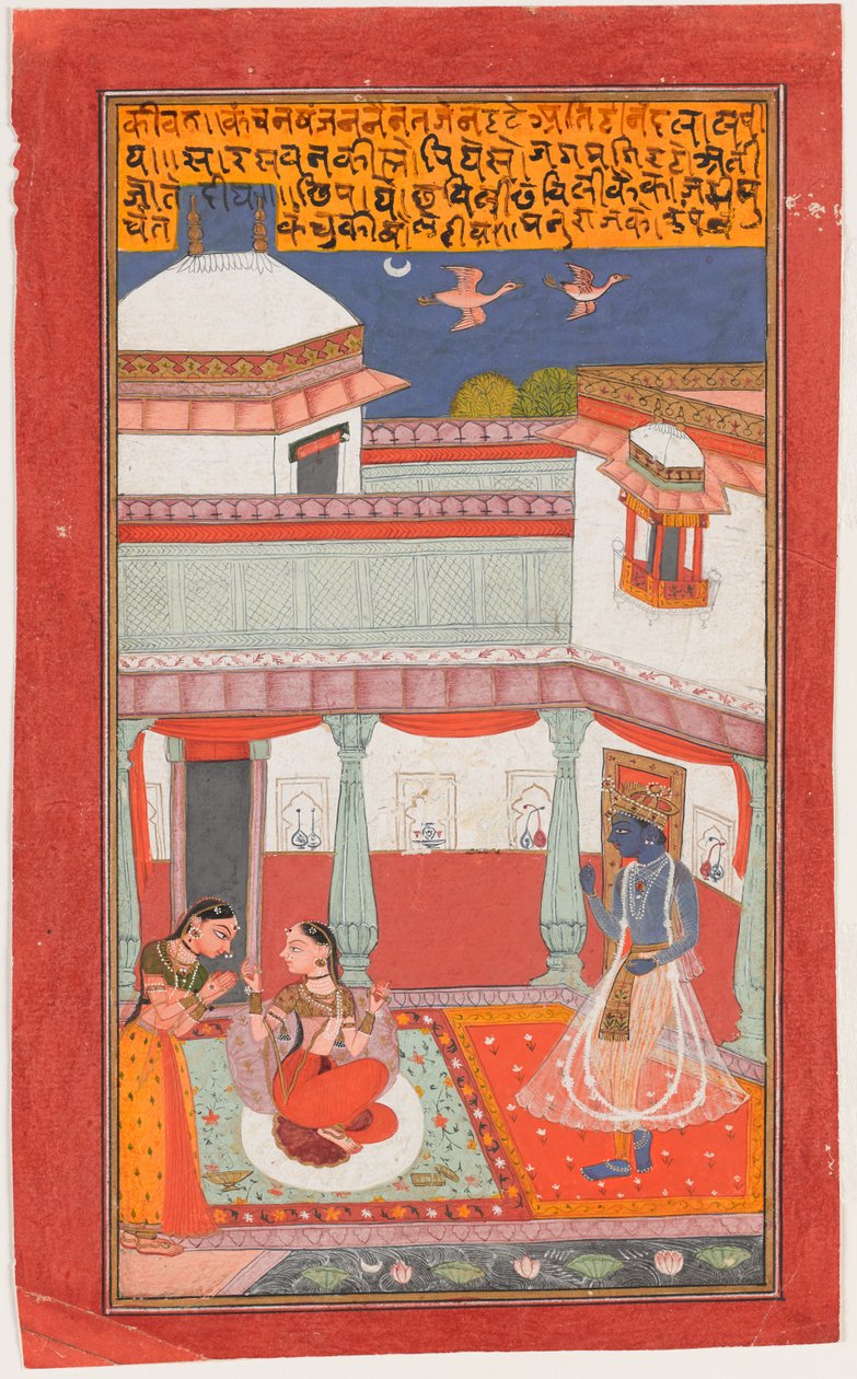 Krishna und Radha mit einer Sakhi von Indian School